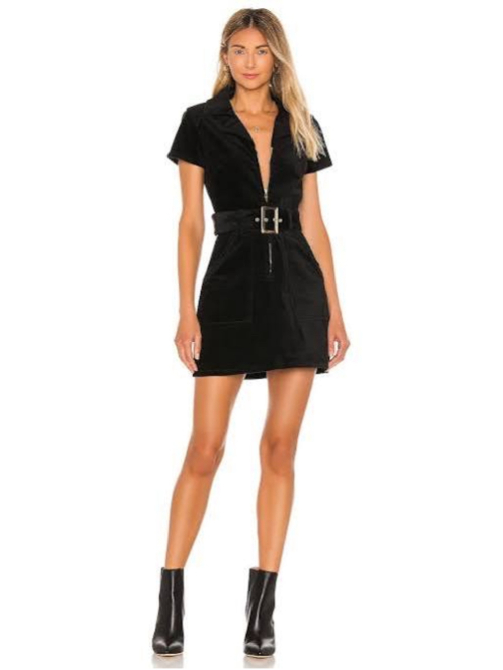 Show Me Your Mumu Outlaw Mini Dress in Black Full Front Zip Size Large No Belt